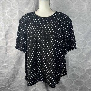 Maggie Barnes Women's Black White Polka-Dot Blouse 3X